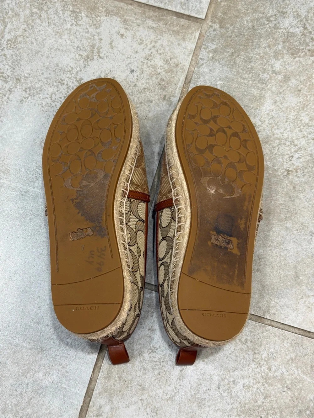 Coach Carson Espadrille Khaki/Saddle Size 7 Preowned